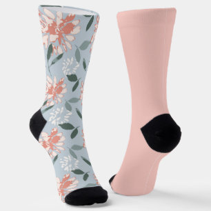 Shabby Chic Pastel Peach Floral Odd Mismatch  Socks