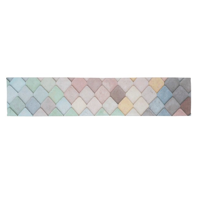 Shabby Chic Pastel Tiles Short Table Runner (Horizontal)