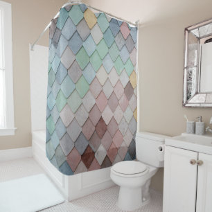 Shabby Chic Pastel Tiles Shower Curtain