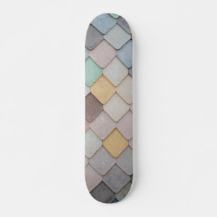 Shabby Chic Pastel Tiles Skateboard