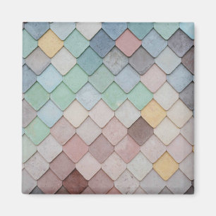 Shabby Chic Pastel Tiles Square Paper Coaster Magnet