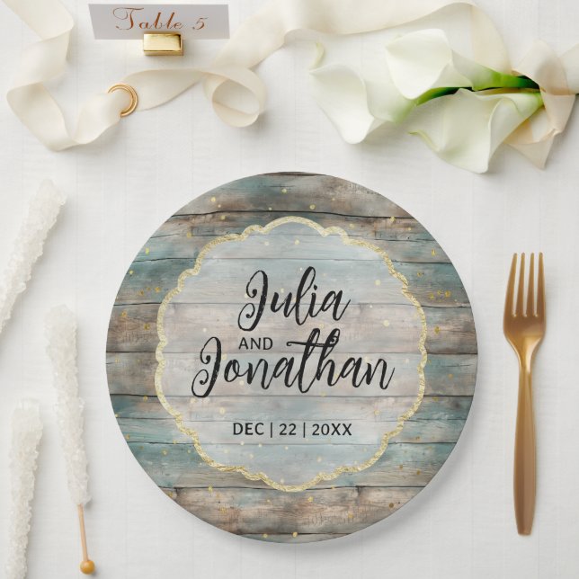 Shabby Chic Pastel Wood  Paper Plate (Wedding)