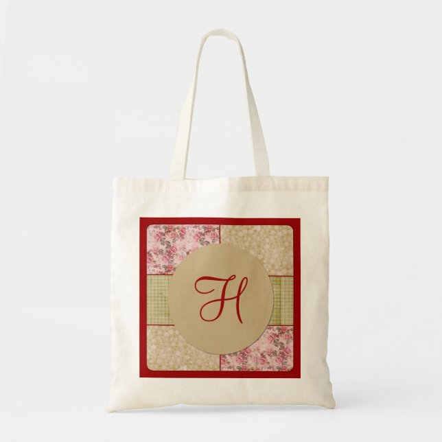 Shabby Chic Patchwork 2 Monogram Bag (Front)