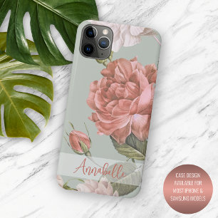 Shabby Chic Peach Blush Pink Roses Floral Pattern Case-Mate iPhone Case