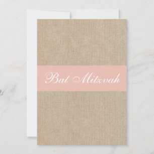Shabby Chic Peach Burlap Bat Mitzvah Invitation