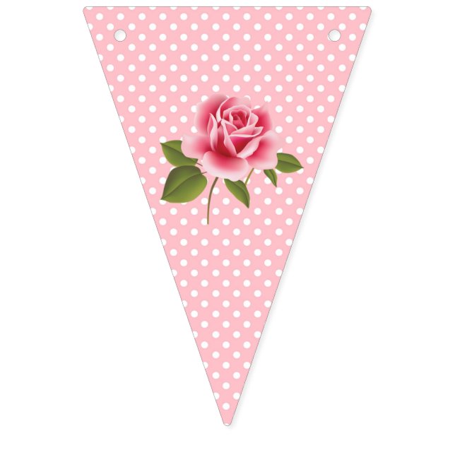 Shabby Chic Pink Aqua Floral Bunting Flag (Tenth Flag)