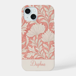 Shabby Chic Pink & Cream Floral Personalised  iPhone 15 Case