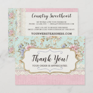Shabby Chic Pink Floral Boutique Thank You Card