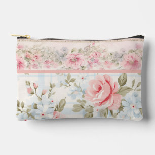 Shabby chic pink floral pattern accessory pouch