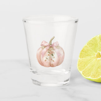 Shabby Chic Pink Floral Pumpkin Coquette Autumn Shot Glass