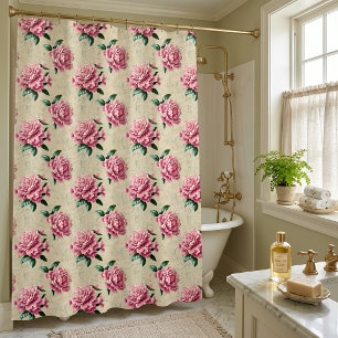 Shabby Chic Pink Gardenias Shower Curtain