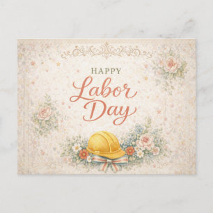 Shabby Chic Pink Happy Labor Day Holiday Postcard