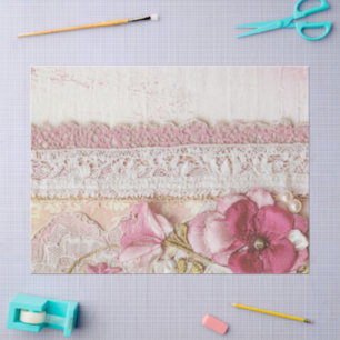 Shabby Chic Pink Lace Tissue Paper