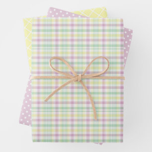 Shabby Chic Pink Mint Green Stripes Pattern Wrapping Paper Sheet
