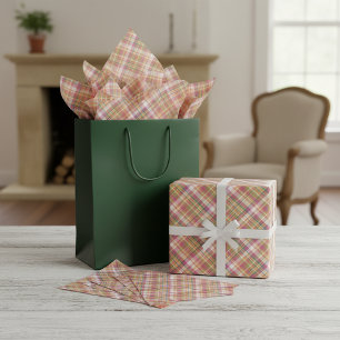 Shabby Chic Pink Orange Teal Green White Gingham Tissue Paper