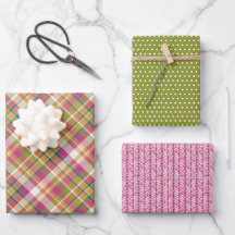 Shabby Chic Pink Orange Teal Green White Gingham