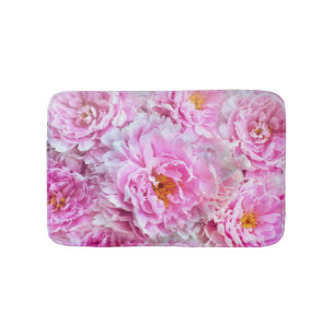 Shabby Chic Pink Pastel Pink Peonies Bath Mat