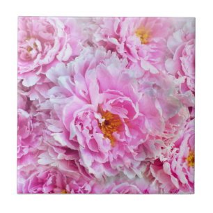 Shabby Chic Pink Pastel Pink Peonies Tile