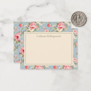 Shabby Chic Pink Peony Floral Personalized Card