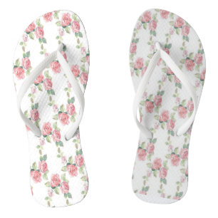 Shabby Chic Pink Rose Floral Jandals