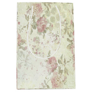 Shabby Chic Pink Rose Floral Medium Gift Bag