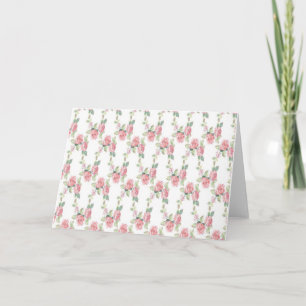 Shabby Chic Pink Rose Floral Thank you  Card