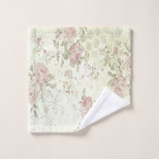 Shabby Chic Pink Rose Floral Wash Cloth (Wash Cloth)