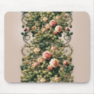 Shabby Chic Pink Rose Vines Floral Elegant Mouse Pad