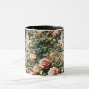 Shabby Chic Pink Rose Vines Floral Elegant Mug