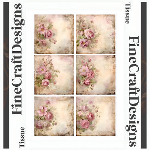 Shabby Chic Pink Roses Mixed Set (A1L) Decoupage  Tissue Paper
