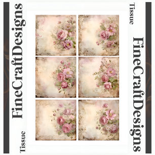 Shabby Chic Pink Roses Mixed Set (A1R) Decoupage  Tissue Paper