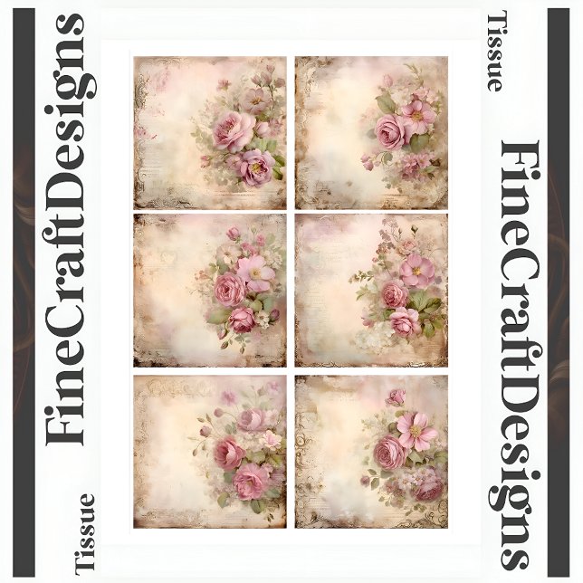 Shabby Chic Pink Roses Mixed Set (A1R) Decoupage  Tissue Paper (Creator Uploaded)