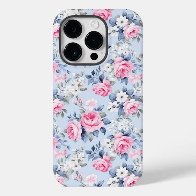 Shabby Chic Pink Roses Pattern Case-Mate iPhone Case (Back)