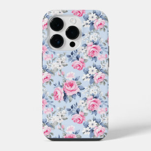 Shabby Chic Pink Roses Pattern iPhone 14 Pro Case