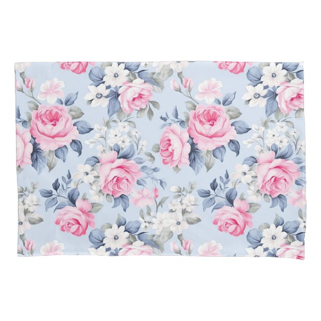 Shabby Chic Pink Roses Seamless Pattern Pillowcase (Front)