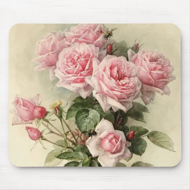 Shabby Chic Pink Victorian Roses Mouse Pad (Front)