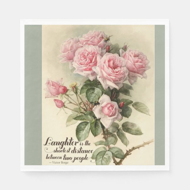 Shabby Chic Pink Victorian Roses Napkin (Front)
