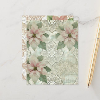 Shabby Chic Poinsettia and Lace Scrapbook Paper