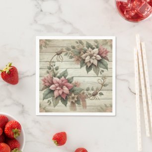 Shabby Chic Poinsettia Garland Decoupage Napkins