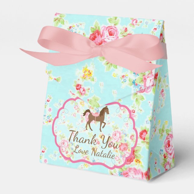 Shabby Chic Pony Floral Favour Box (Front Side)