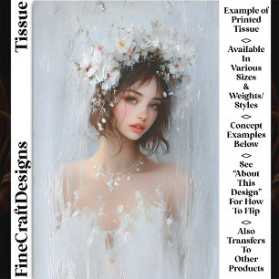 Shabby Chic Portrait, White Blooms CX7R Decoupage Tissue Paper