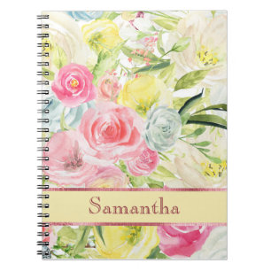 Shabby Chic Pretty Pink Watercolor Roses Notebook