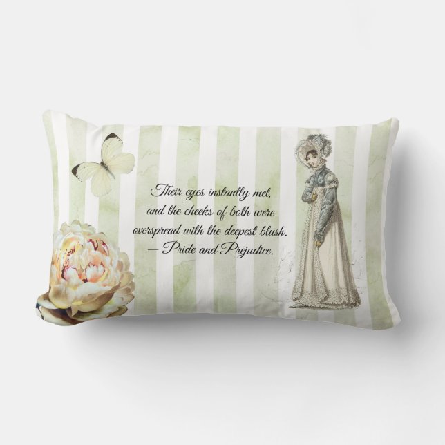 Shabby Chic Pride and Prejudice book quote Lumbar Cushion (Front)
