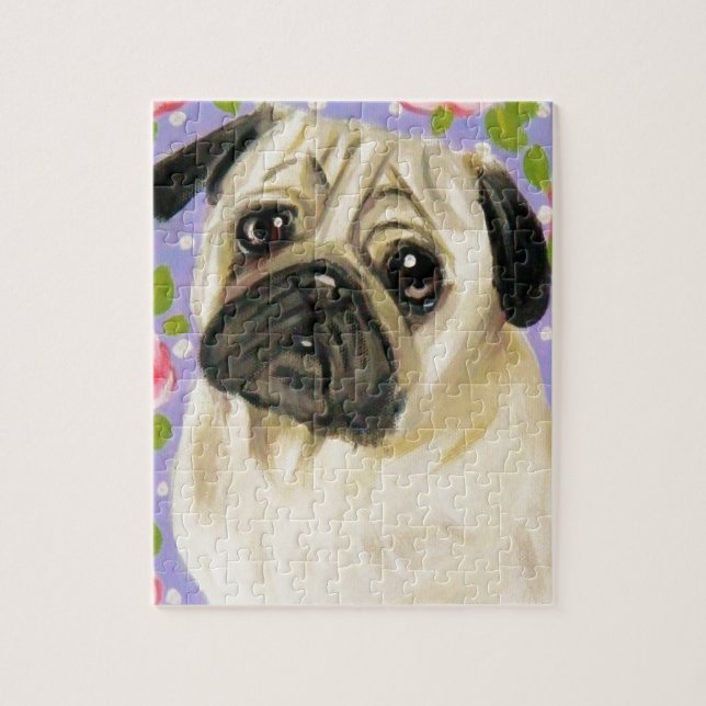 Shabby Chic Pug Jigsaw Puzzle (Vertical)