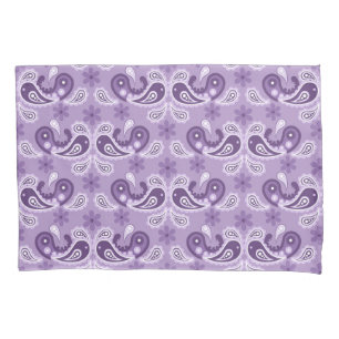 Shabby Chic Purple and white Paisley Pattern Pillowcase