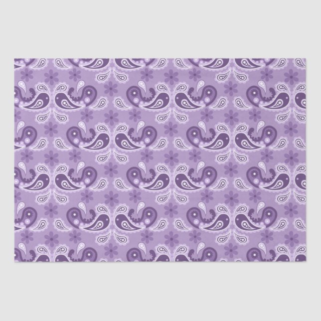 Shabby Chic Purple and white Paisley Pattern Tissue Paper (Front)