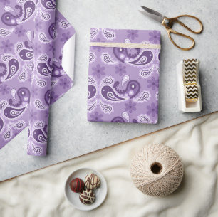 Shabby Chic Purple and white Paisley Pattern Wrapping Paper