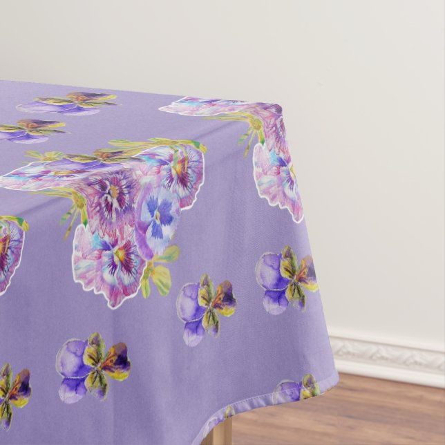 Shabby Chic Purple Pansy Floral Ditsy Tablecloth (In Situ)
