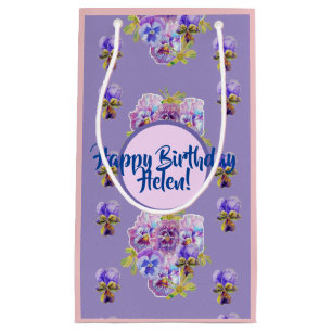 Shabby Chic Purple Pansy flowers Floral Gift Bag