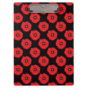 Shabby Chic Red and Black Poppies Floral Clipboard
